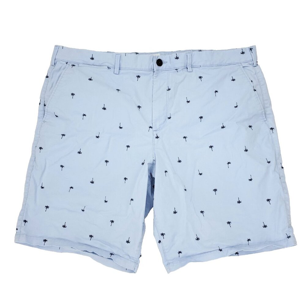 Gap Essential Khaki Chino Shorts Mens 40x10" Blue Palm Trees Print Casual